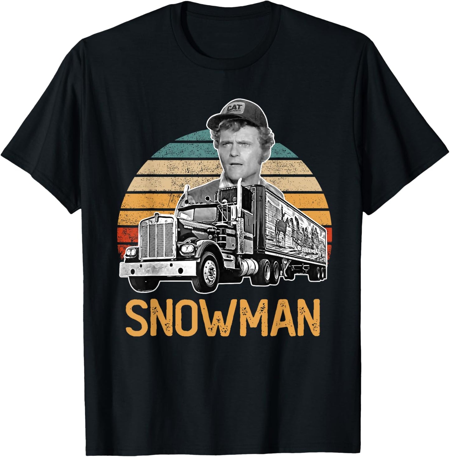 Funny Snowman Sunset Vintage Movies Funny Big Trucks T-Shirt - T-Shirt | Black
