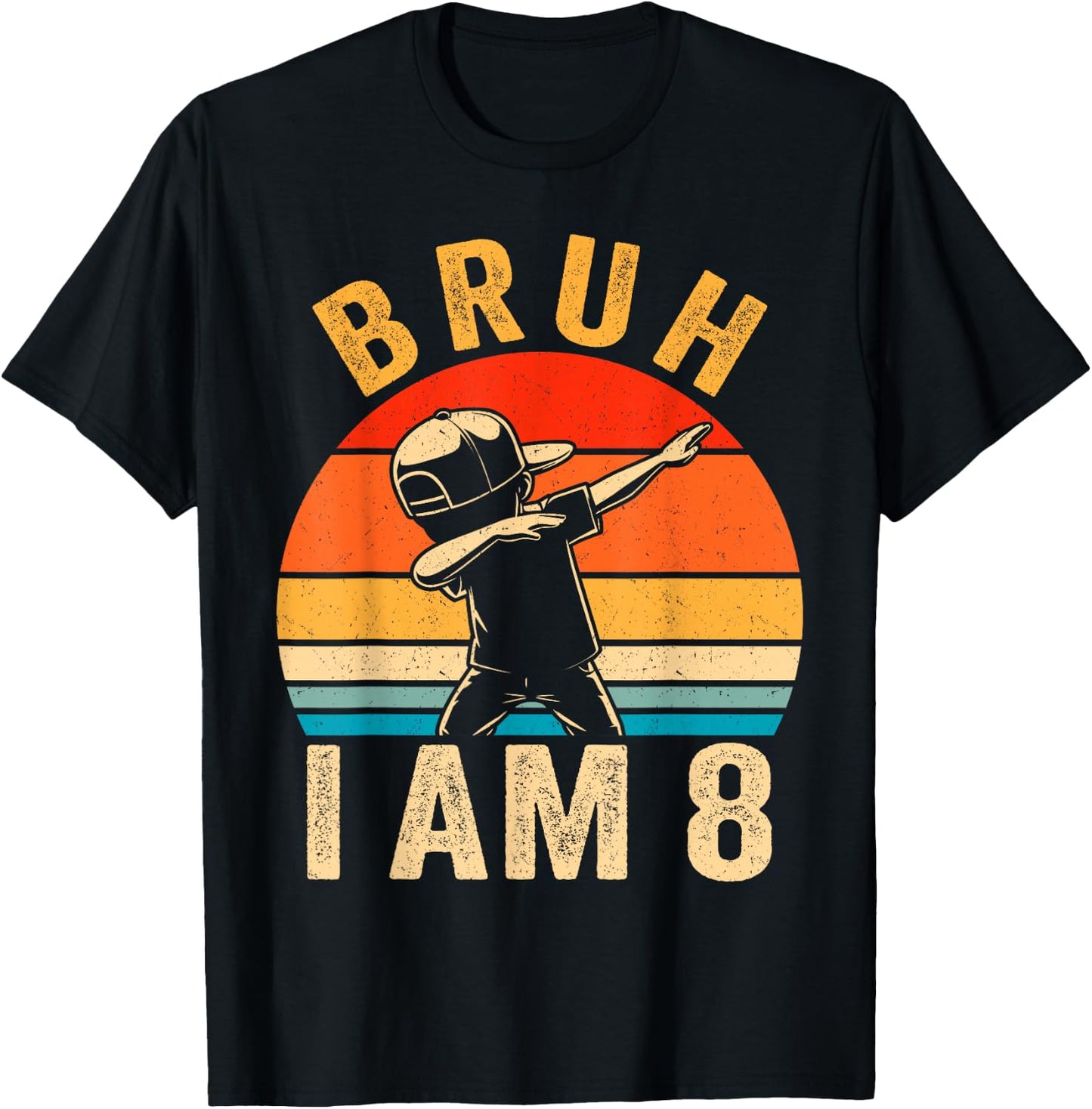 Bruh It's My 8th Birthday Dabbing I'm 8 Year Old Birthday T-Shirt - T-Shirt | Black