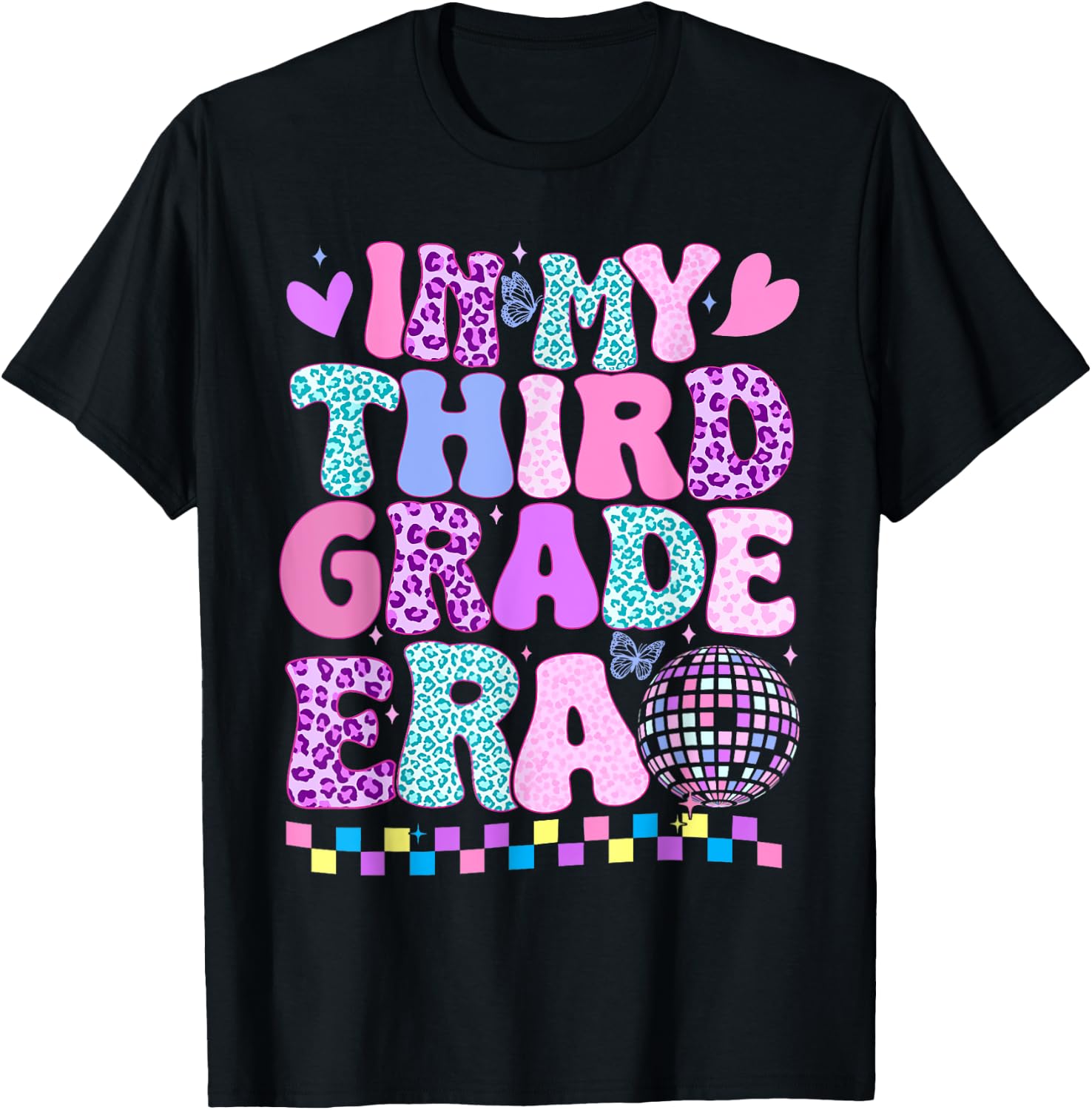 In My Third Grade Era Groovy Back To School Teachers Kids T-Shirt - T-Shirt | Black