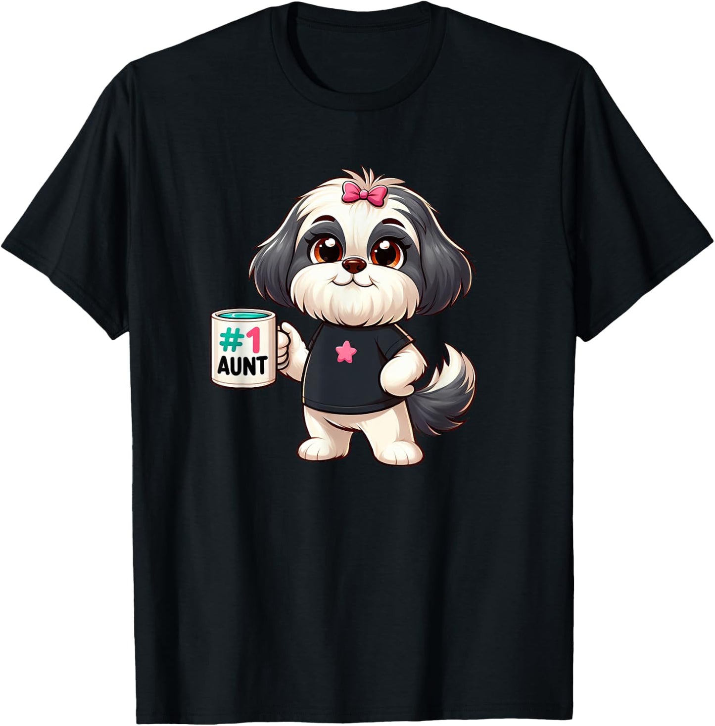 Shih Tzu Aunt Dog Funny Family T-Shirt - T-Shirt | Black