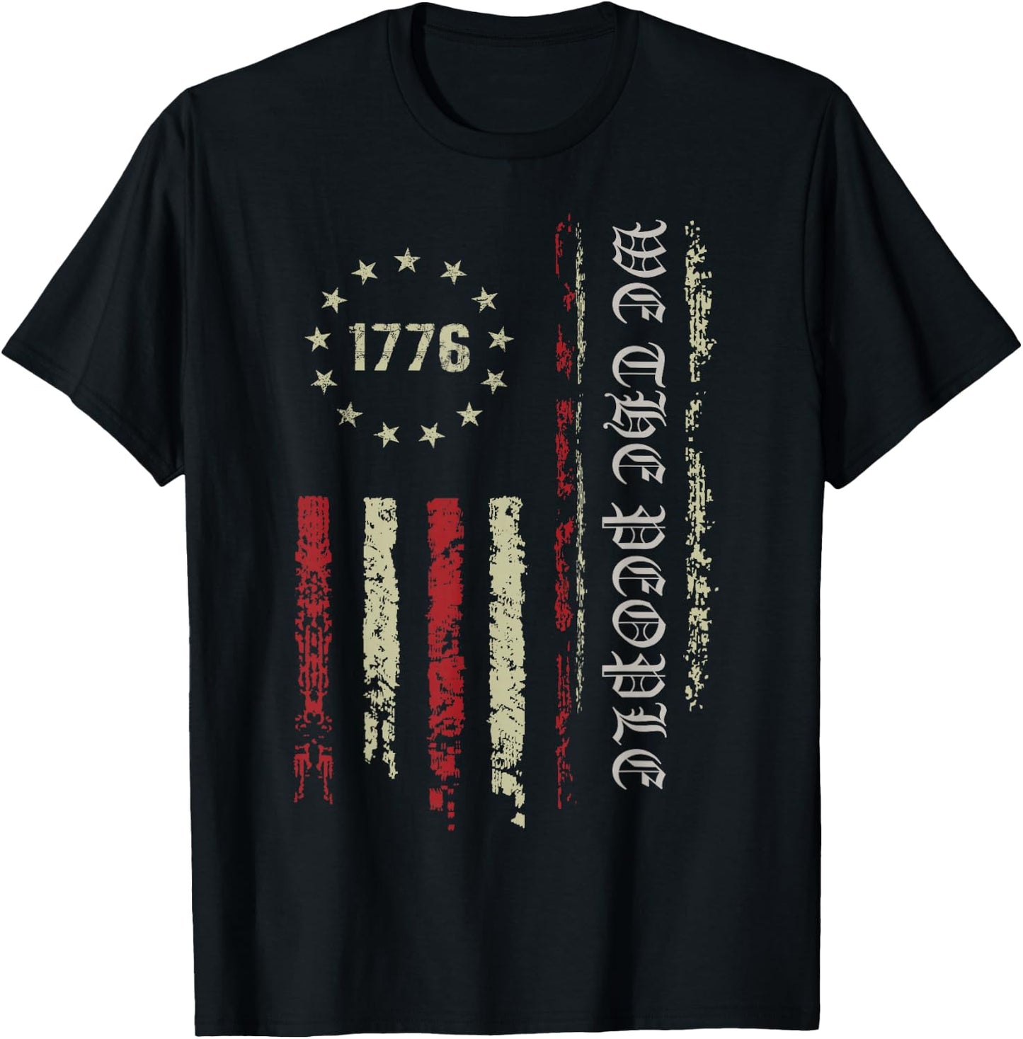 We The People 4th of July American 1976 Vintage USA Flag T-Shirt - T-Shirt | Black