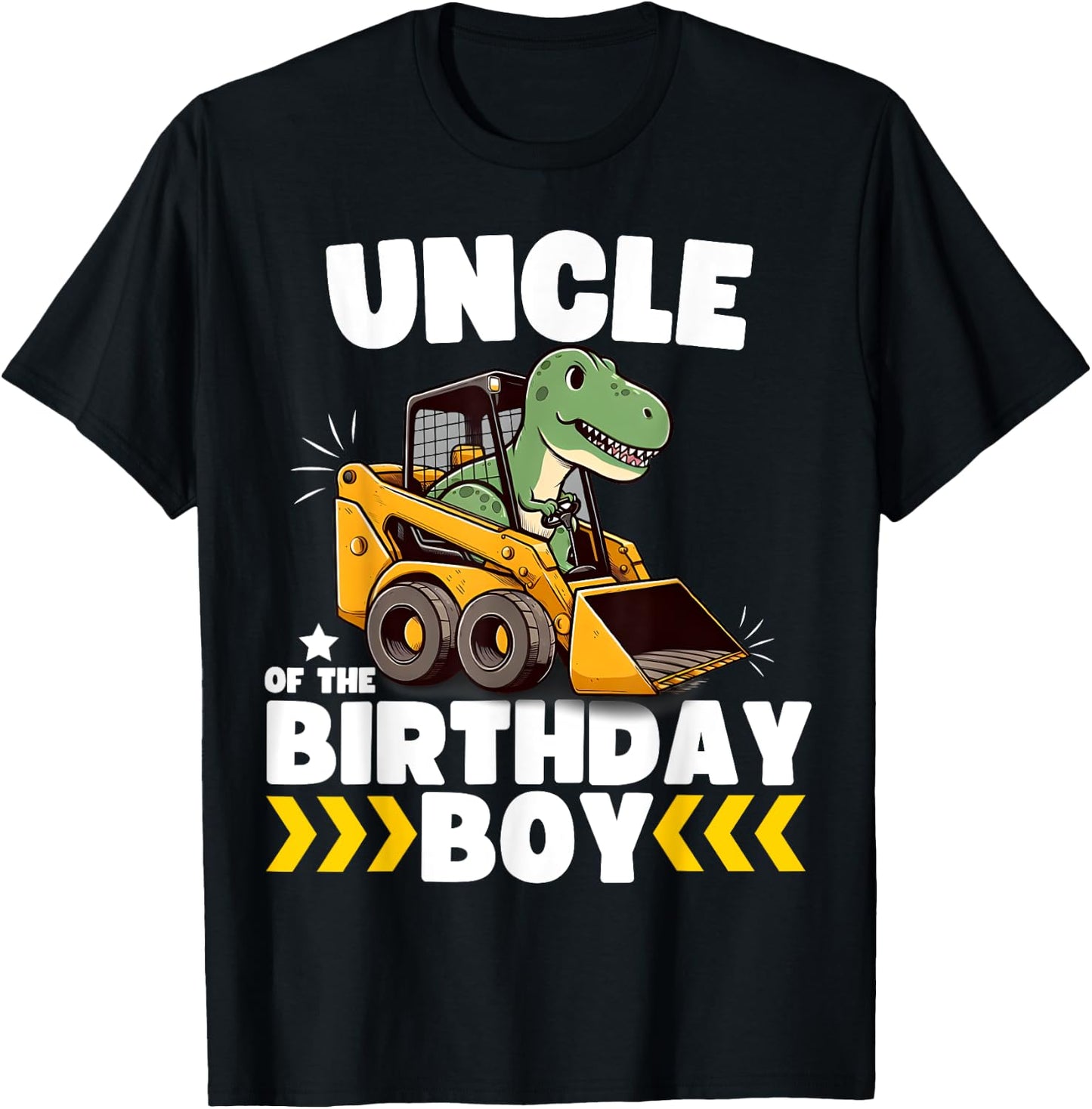 Uncle of the Birthday Boy Dinosaur Construction Worker Truck T-Shirt - T-Shirt | Black