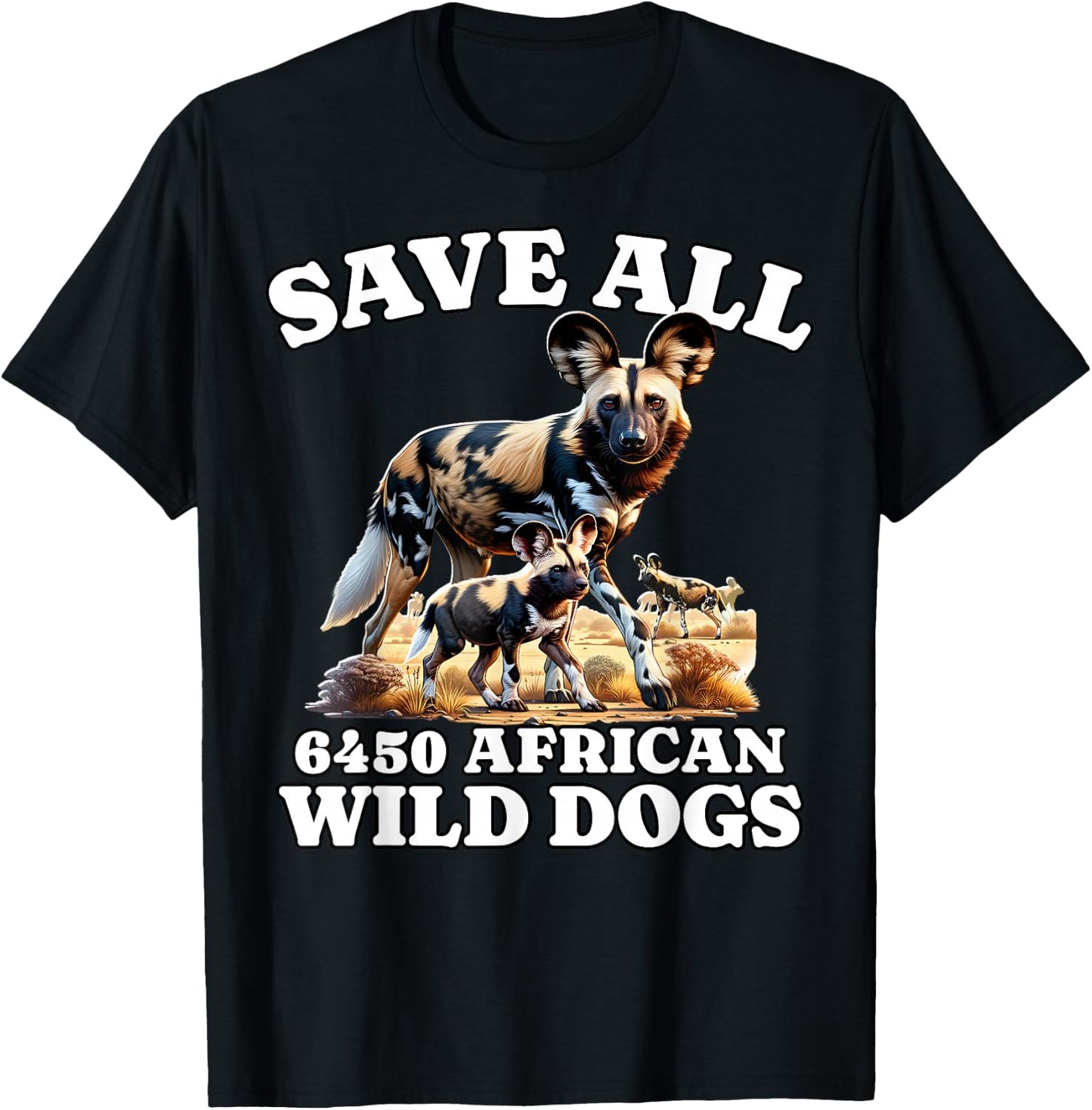 Save African Wild Dog T-Shirt - T-Shirt | Black