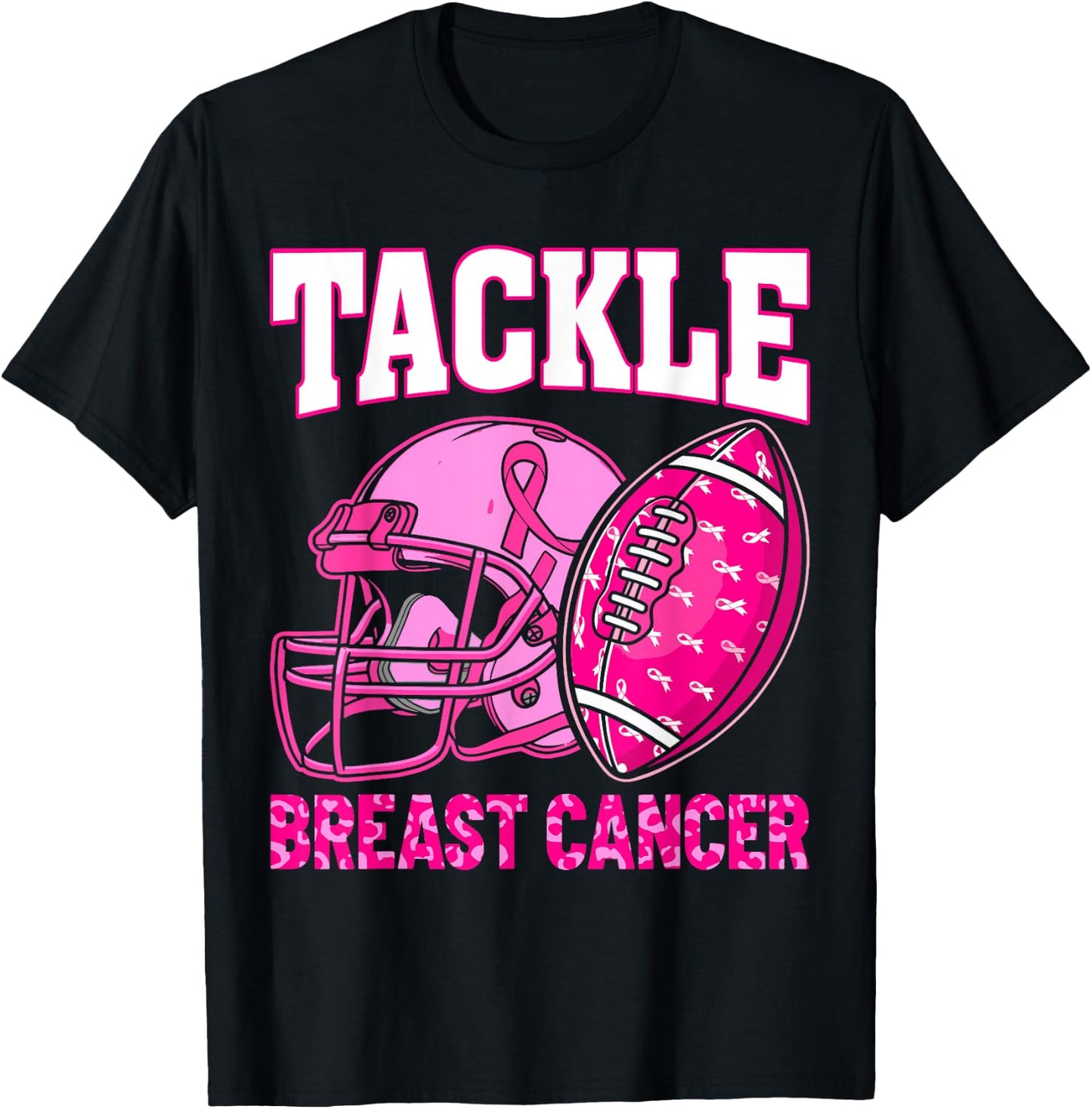 Tackle Breast Cancer Awareness American Football Women Kids T-Shirt - T-Shirt | Black