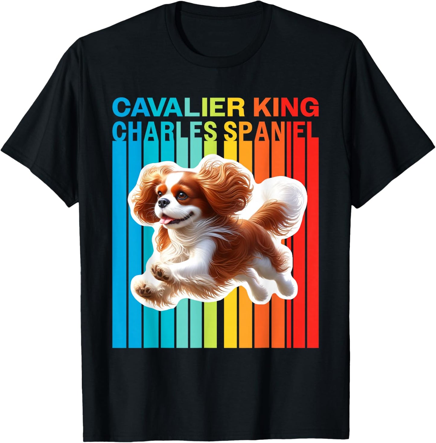 Colorful Cavalier King Charles Spaniel T-Shirt - T-Shirt | Black