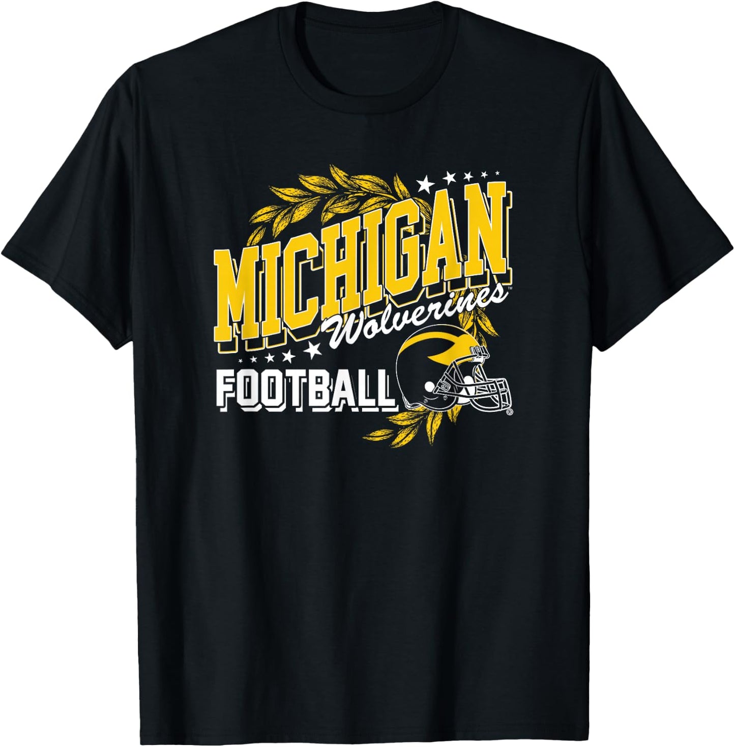 University of Michigan Wolverines U of M Football Laurels T-Shirt - T-Shirt | Black