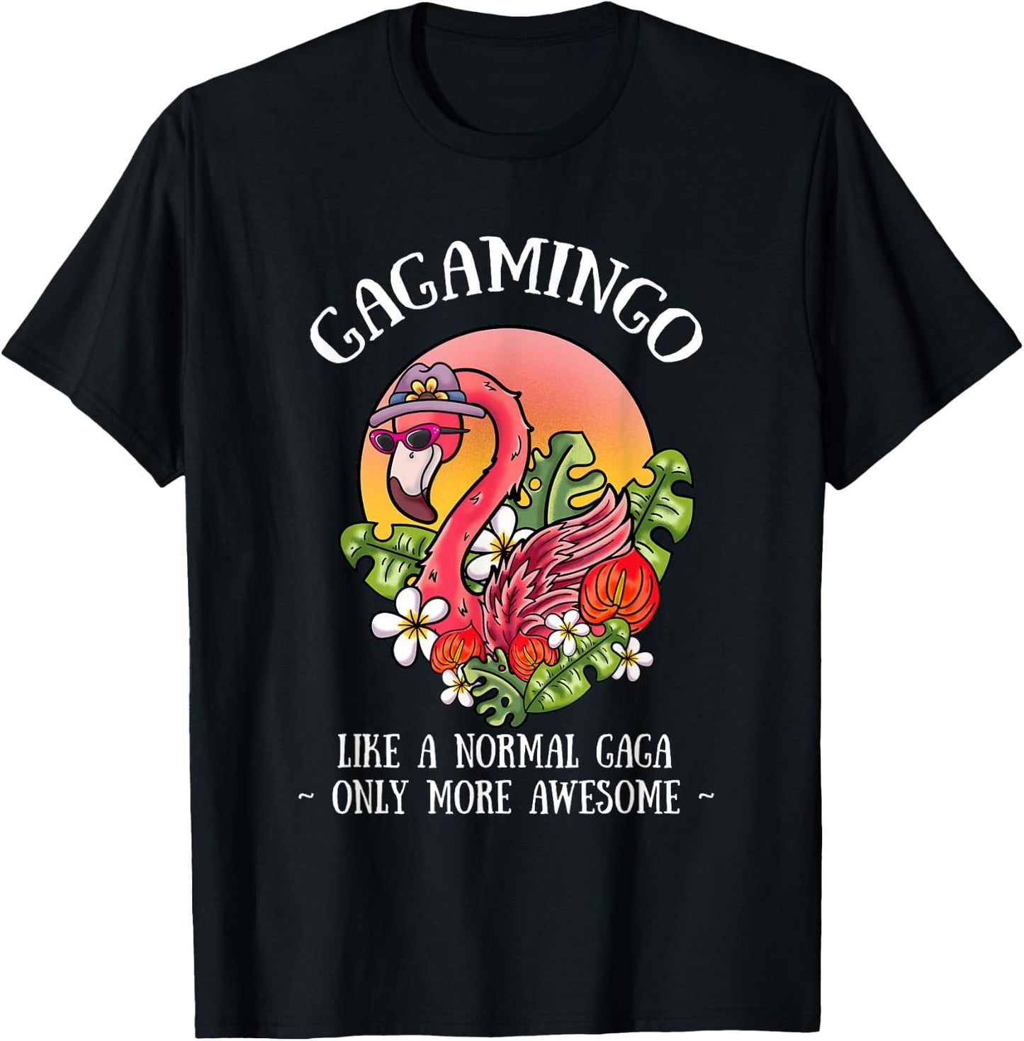 Gagamingo Gaga Flamingo Lover Grandma Grandmother Grandmom T-Shirt - T-Shirt | Black