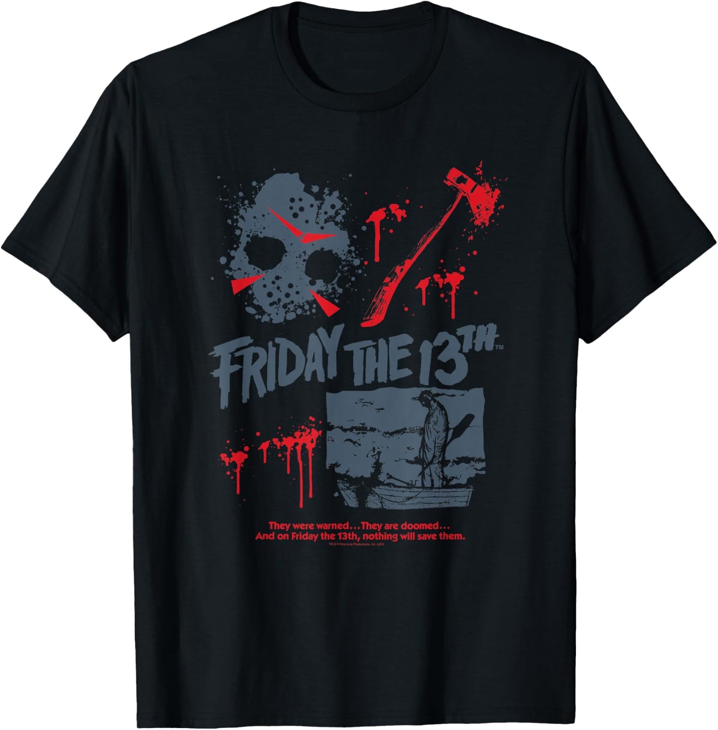 Friday The 13th Jason Mask Bloody Weapon T-Shirt - T-Shirt | Black