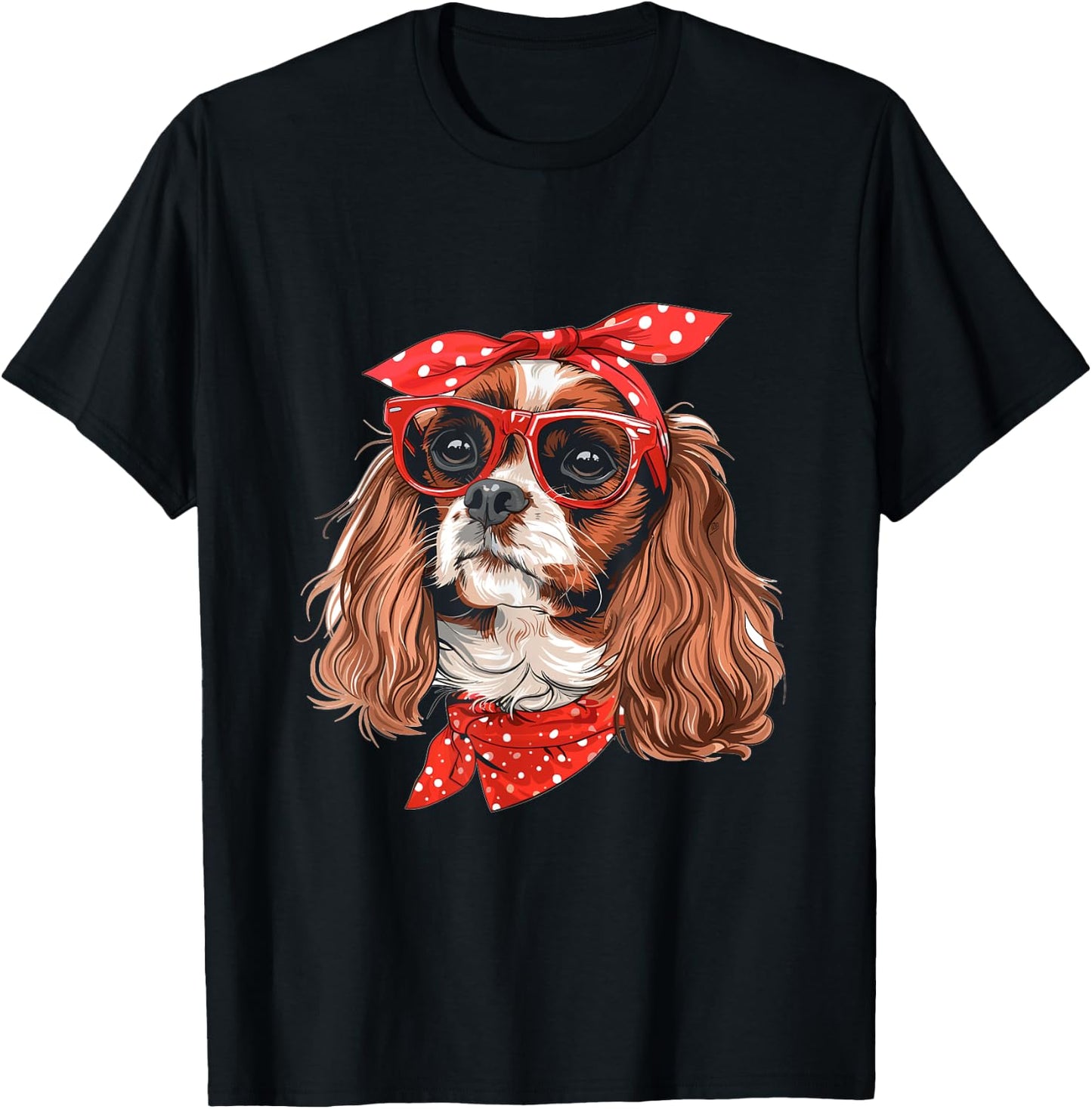 Cavalier King Charles Spaniel Mom Bandana Dog Breed Graphic T-Shirt - T-Shirt | Black