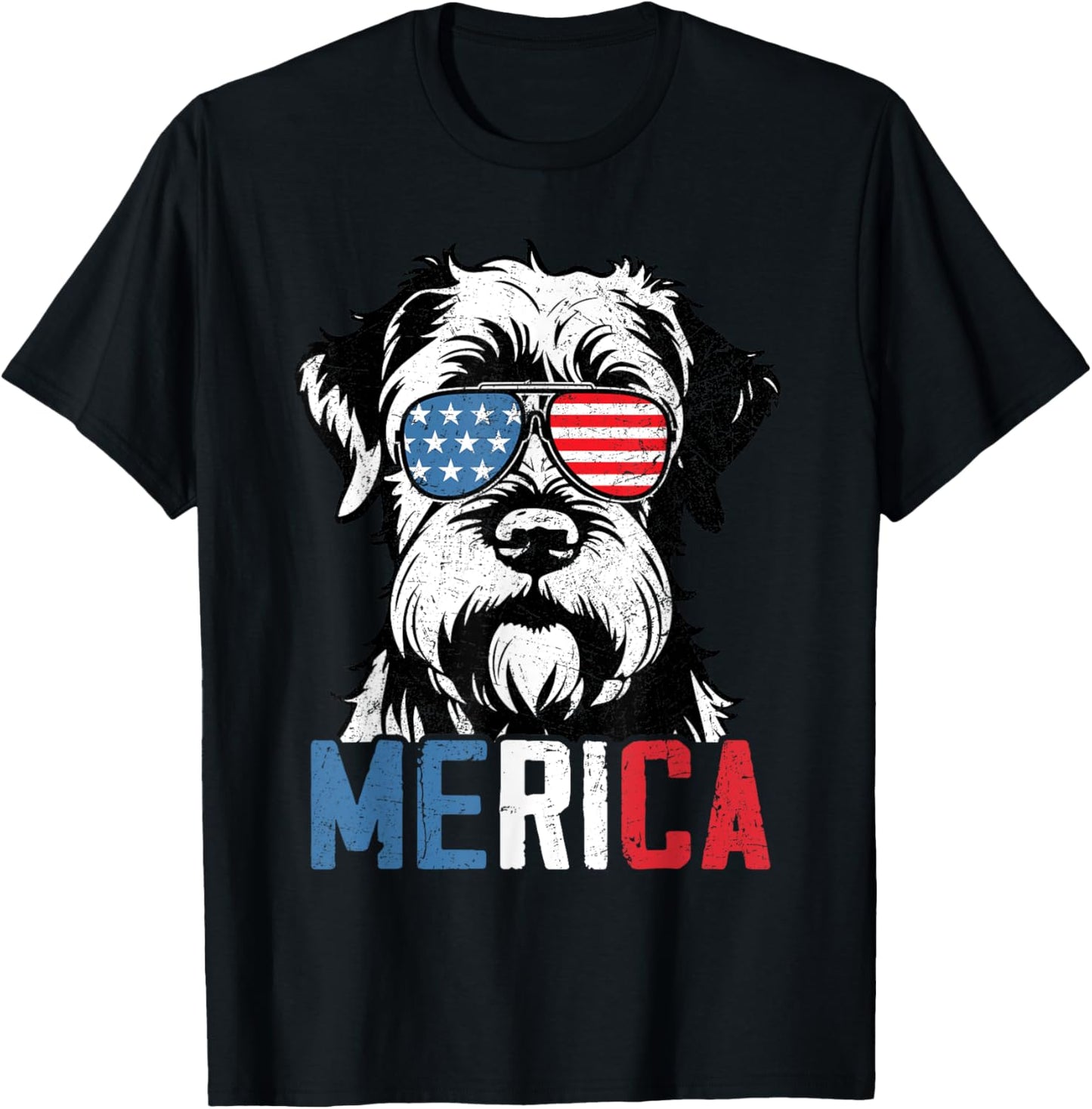 Patriotic Giant Schnauzer Dog Merica 4th Of July Funny T-Shirt - T-Shirt | Black