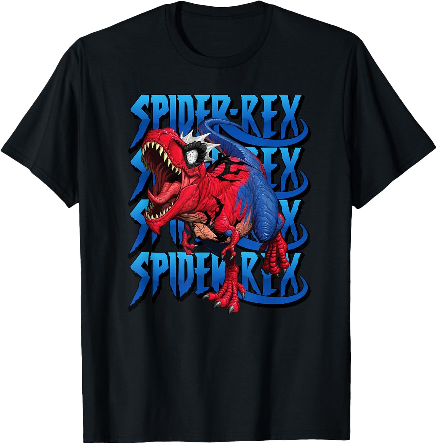 Marvel Spider-Rex Dinosaur Run Logo Stack T-Shirt - T-Shirt | Black