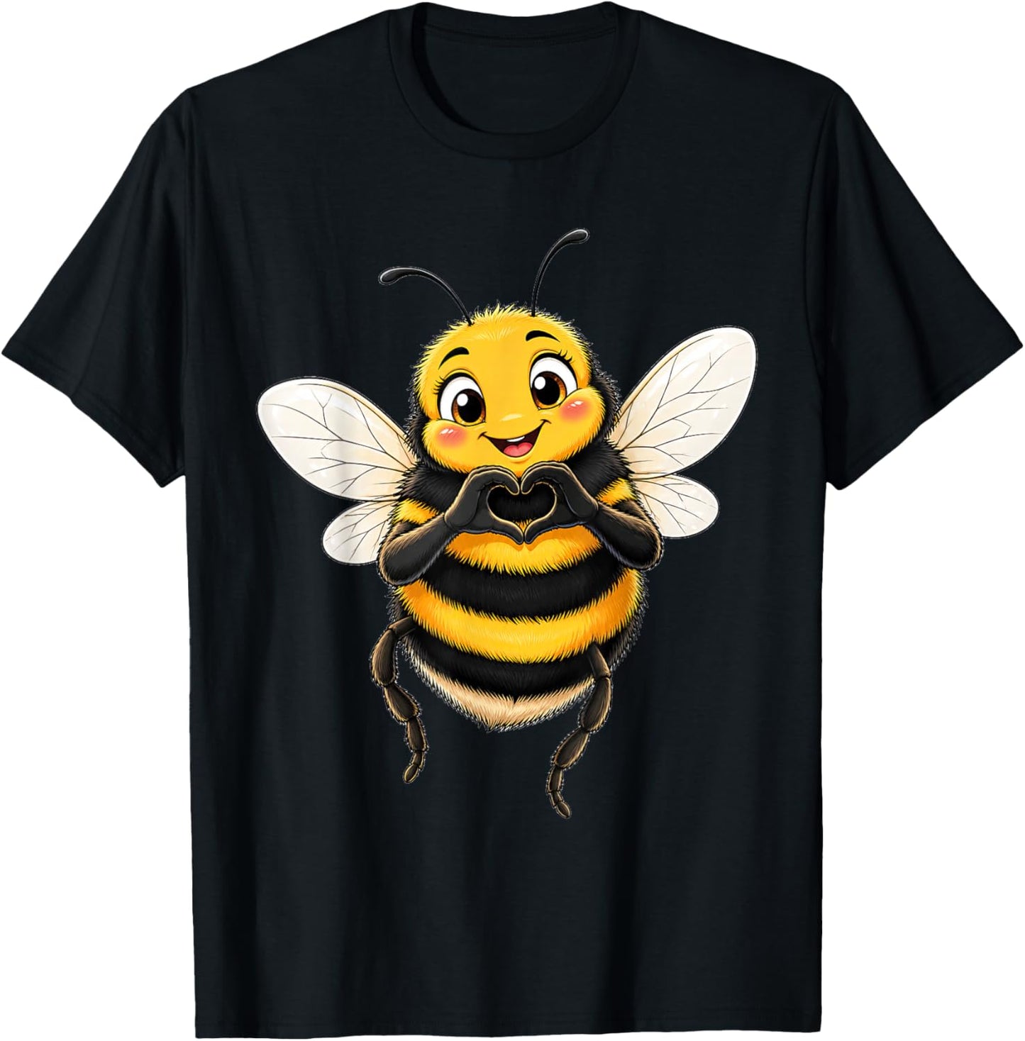 Bumblebee with Heart | Cute Bumblebee with Heart Symbol T-Shirt - T-Shirt | Black