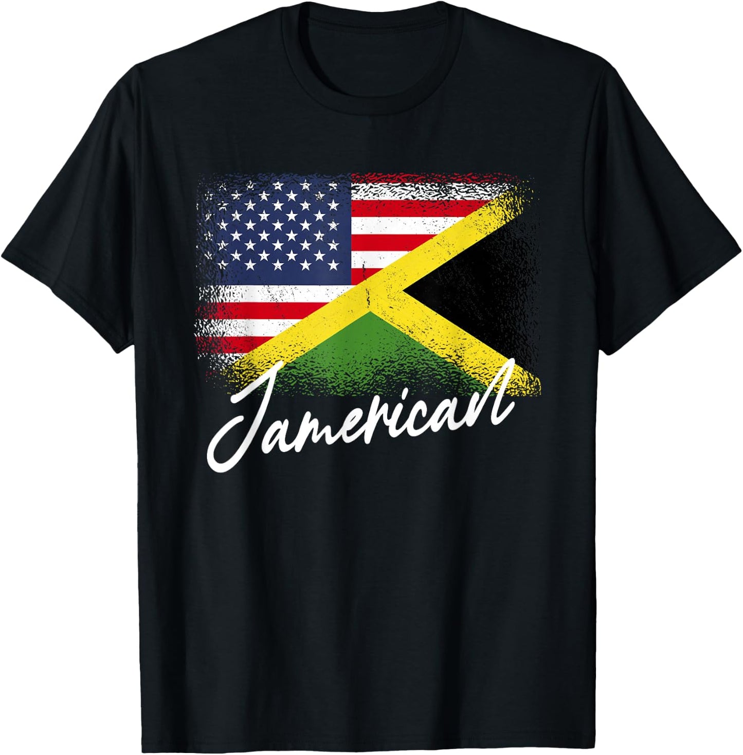 Jamerican - American Jamaican Roots America Jamaica Flag T-Shirt - T-Shirt | Black