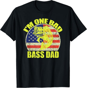 I'm One Bad Bass Dad Bass Fishing Lovers Funny Father's Day T-Shirt - T-Shirt | Black