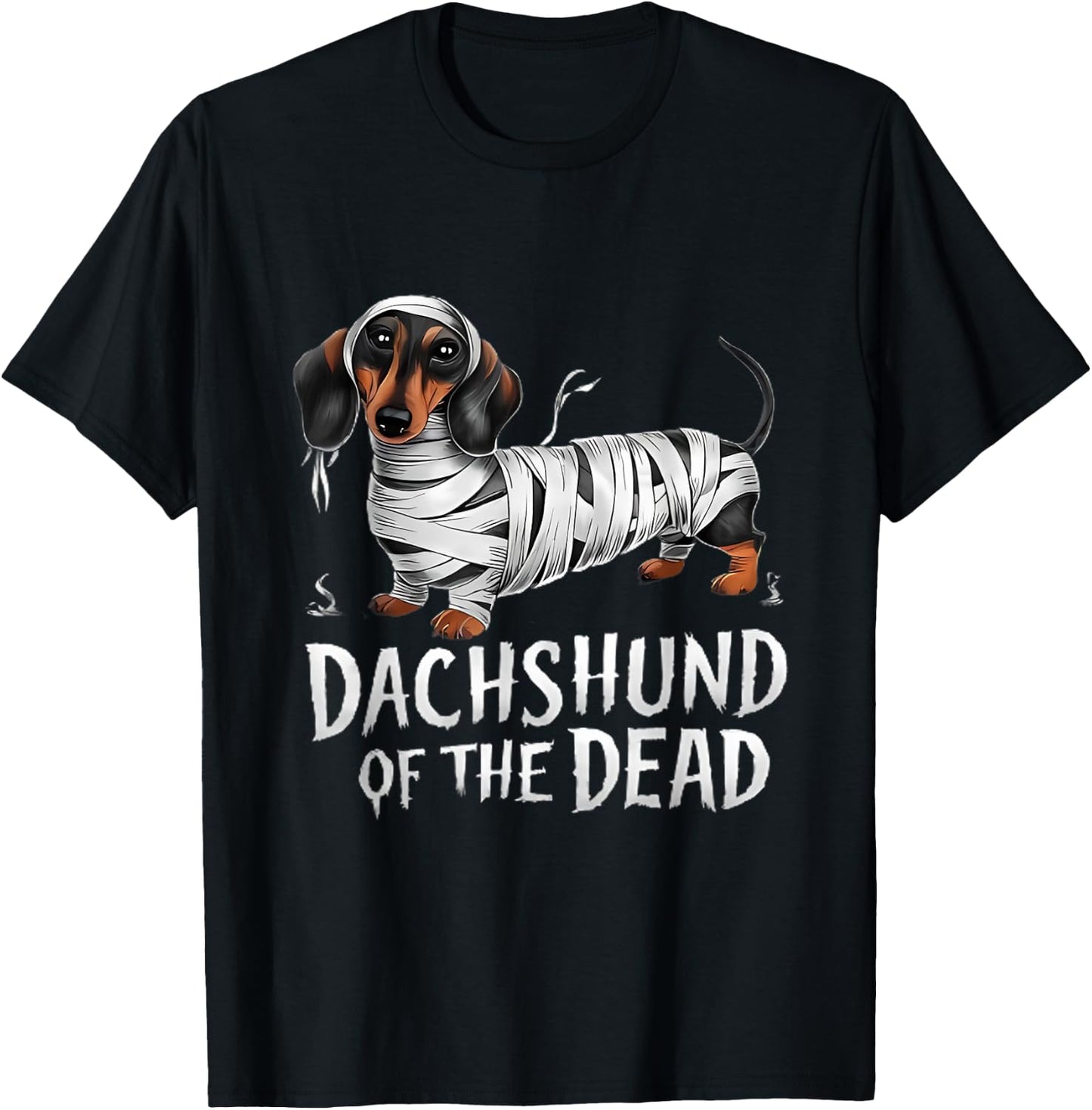 Dachshund of Dead Halloween Mummy Dog T-Shirt - T-Shirt | Black