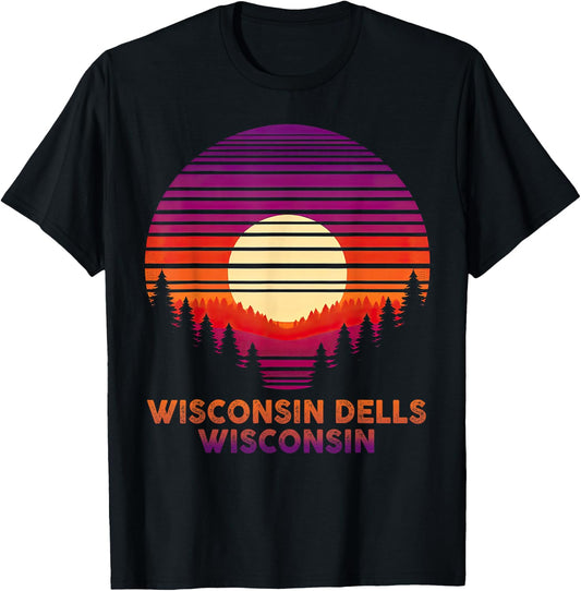 Vintage Wisconsin Dells Wisconsin WI Retro 80s 90s Graphic T-Shirt - T-Shirt | Black