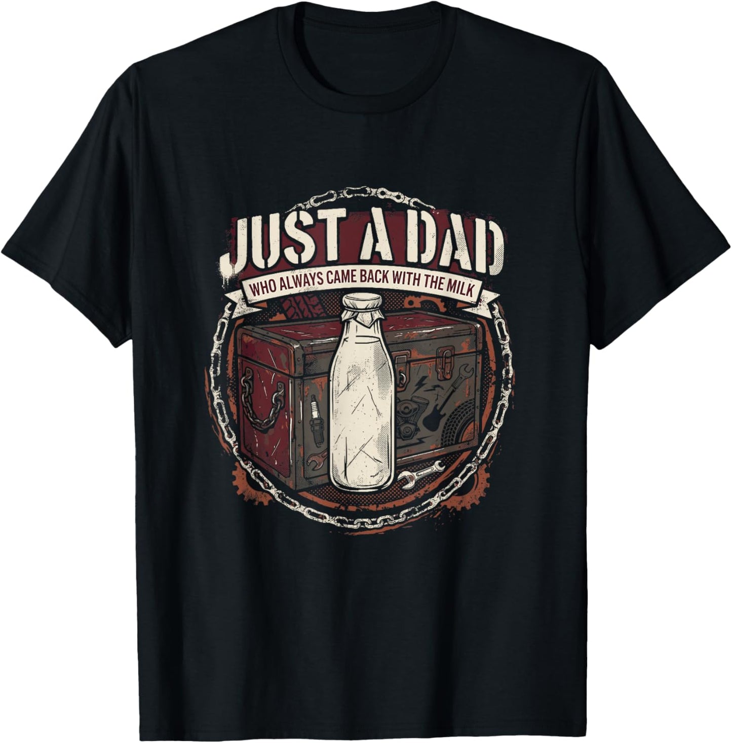 Just A Dad Who Always Came Back with The Milk Mechanic T-Shirt - T-Shirt | Black