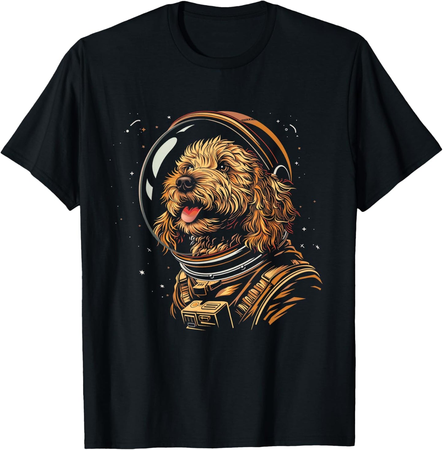 Goldendoodle Astronaut Space Suit Funny Doodle Dog Mom Dad Women Kids T-Shirt - T-Shirt | Black