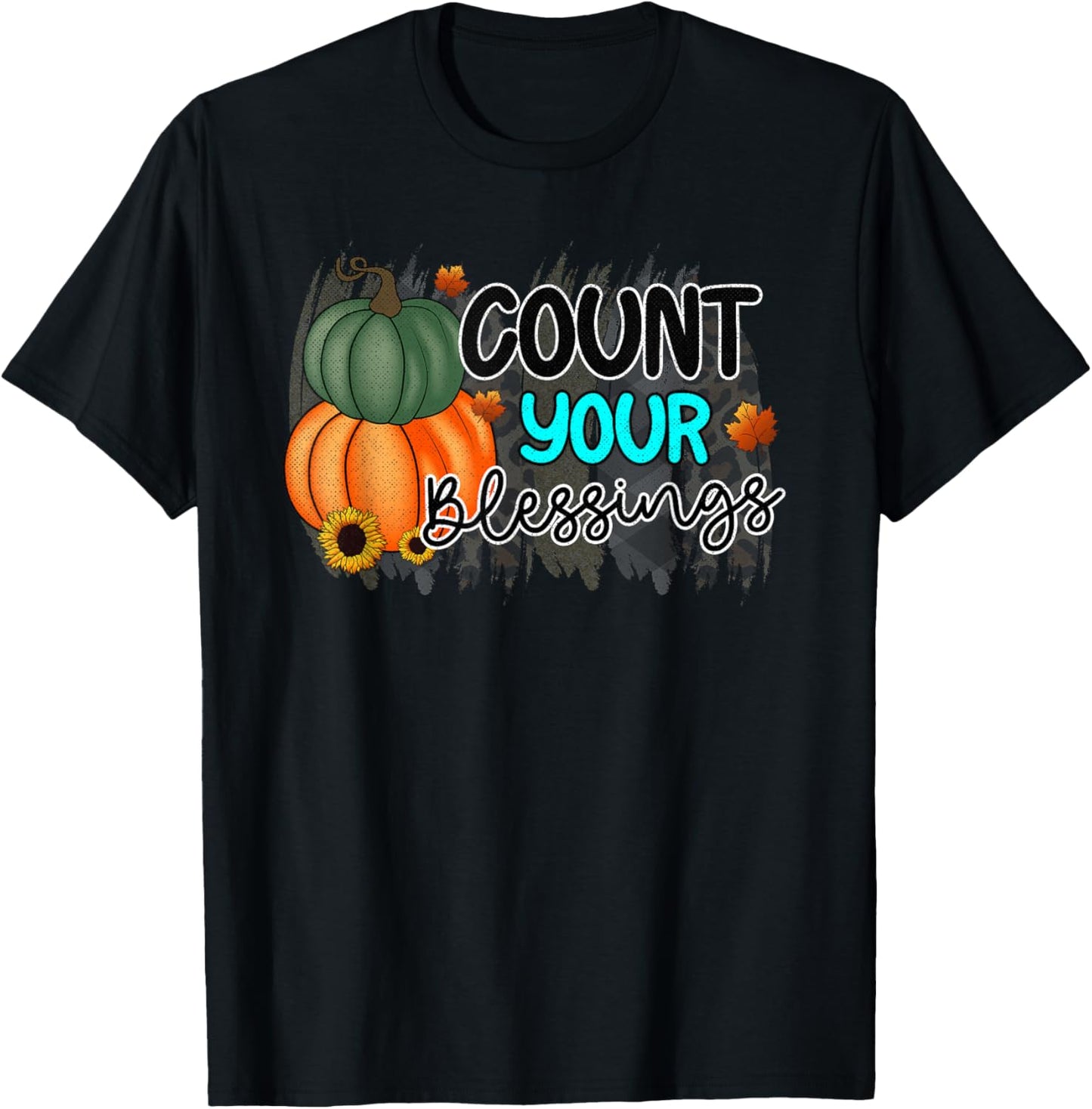 Count Your Blessings Cute Thanksgiving T-Shirt - T-Shirt | Black