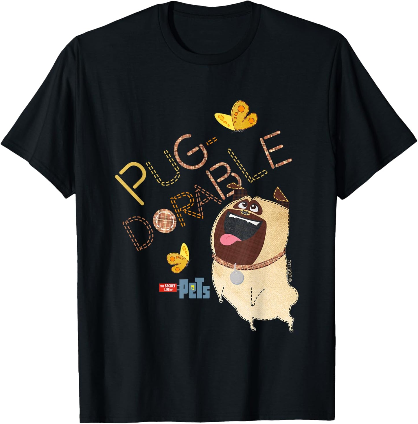 The Secret Life Of Pets Pug Dorable Playing Big Chest Poster T-Shirt - T-Shirt | Black