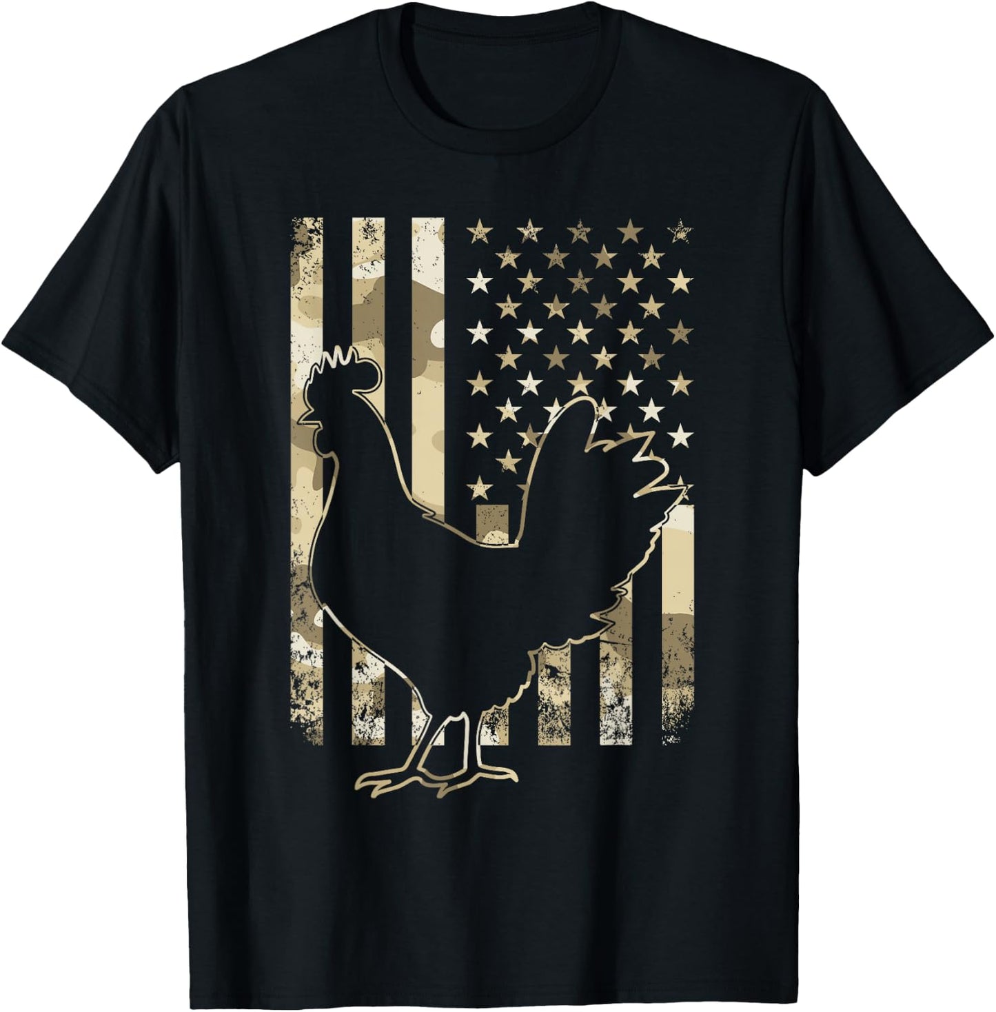Chicken US American Flag Patriotic Chicken Lover 4th of July T-Shirt - T-Shirt | Black