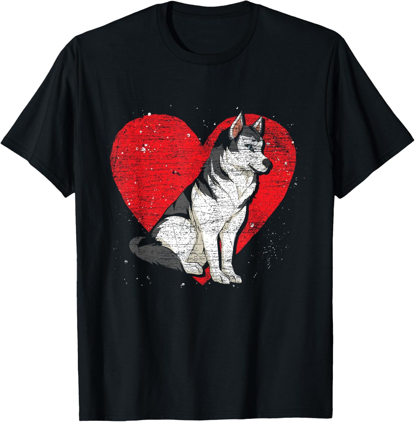 Animal Dog Lover Heart Pet Siberian Husky T-Shirt - T-Shirt | Black
