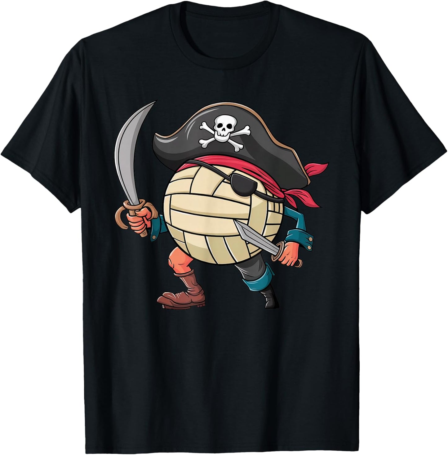 Volleyball Pirate Halloween Player Kids Pirate T-Shirt - T-Shirt | Black