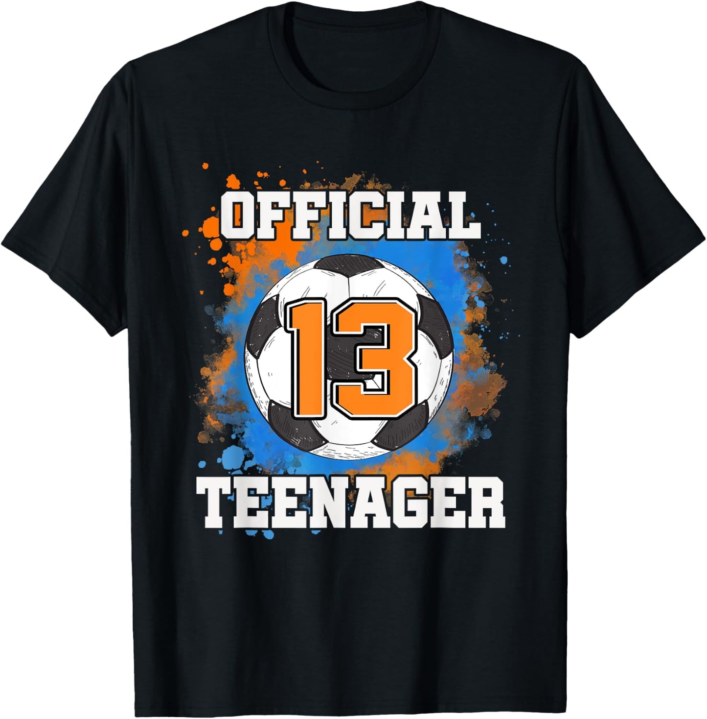 Official Teenager 13th Birthday 13 Years Old Soccer Ball T-Shirt - T-Shirt | Black