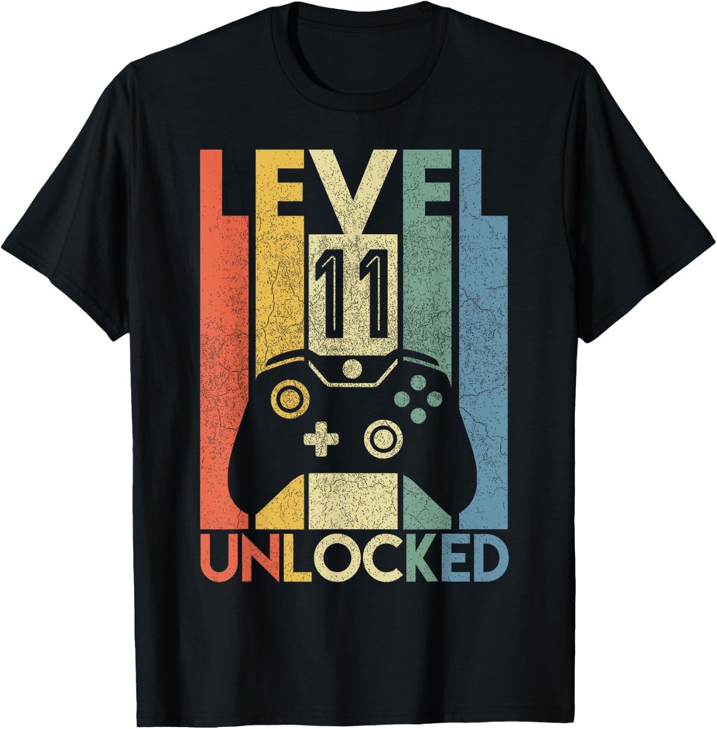 Level 11 Unlocked Shirt Funny Video Gamer 11th Birthday Gift T-Shirt - T-Shirt | Black