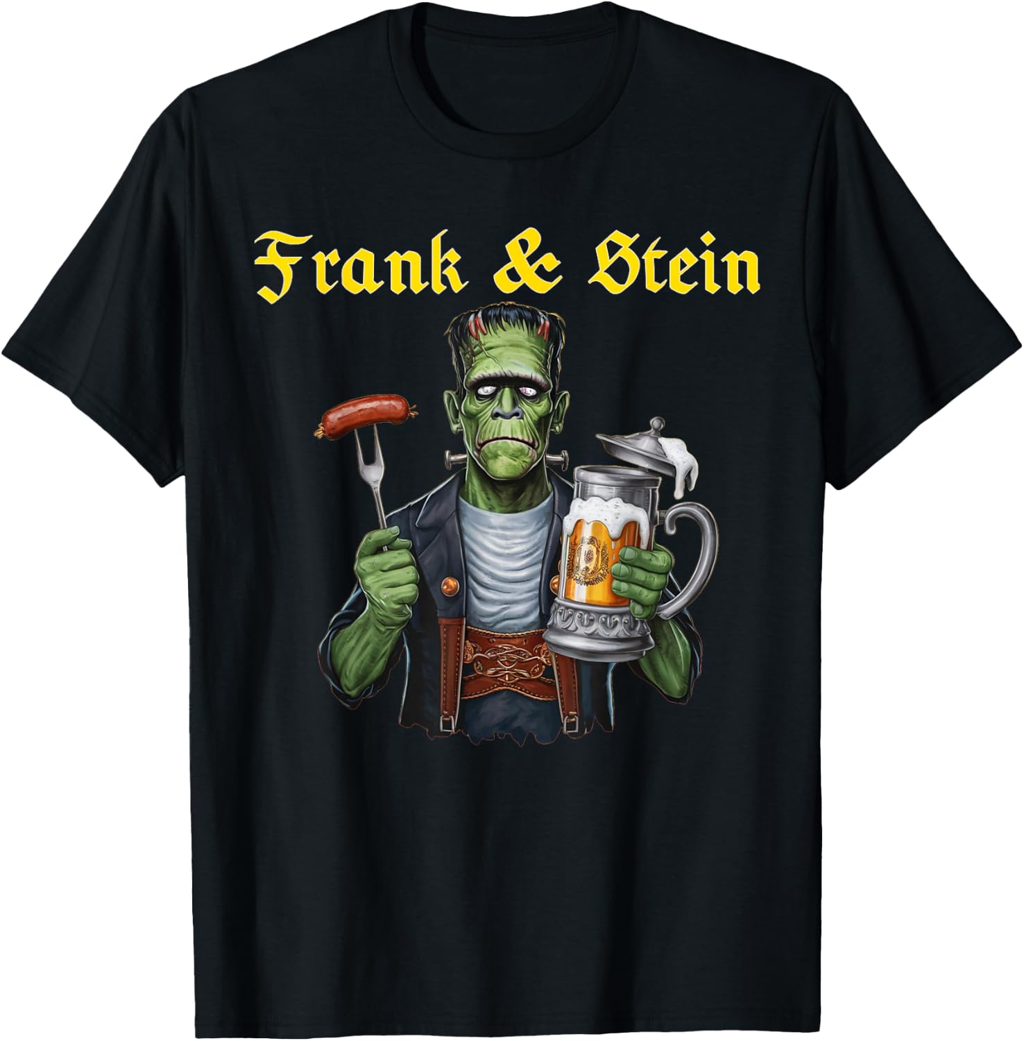 Frank and Stein Oktoberfest Funny German Beer Bavarian T-Shirt - T-Shirt | Black