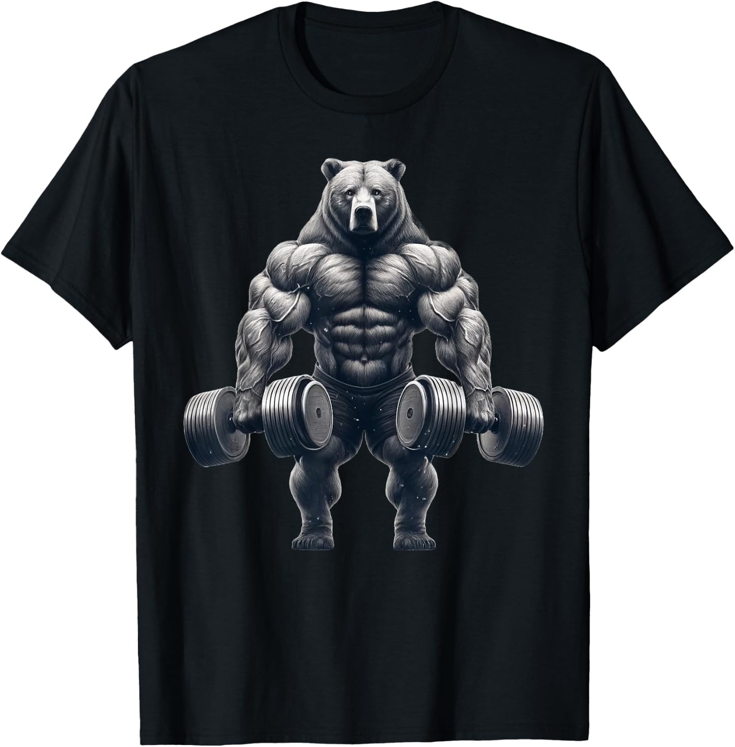 Bear Powerlifting Weightlifting Gym Workout T-Shirt - T-Shirt | Black