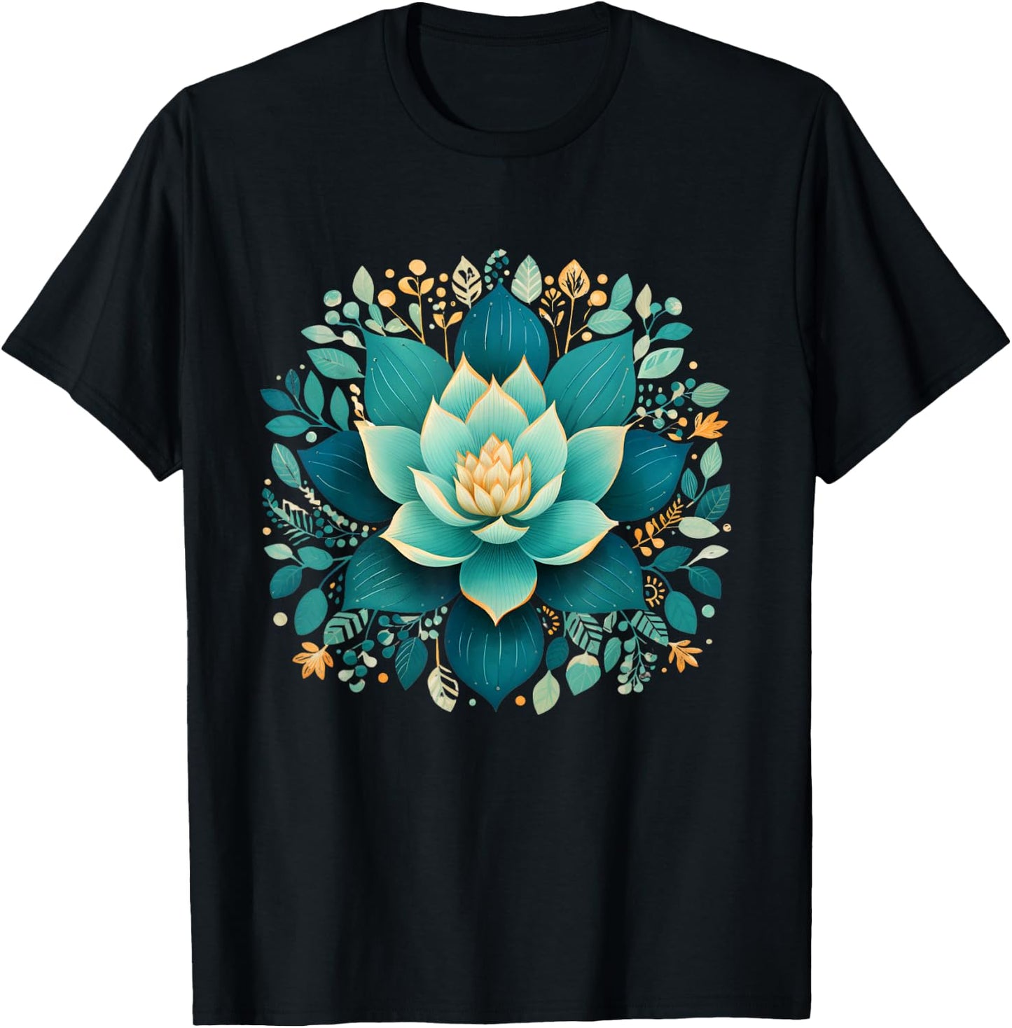 Elegant Lotus Flower for Yoga Fans Floral Aesthetic Design T-Shirt - T-Shirt | Black