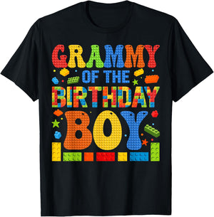 Grammy Of The Birthday Boy Building Block Birthday Party T-Shirt - T-Shirt | Black