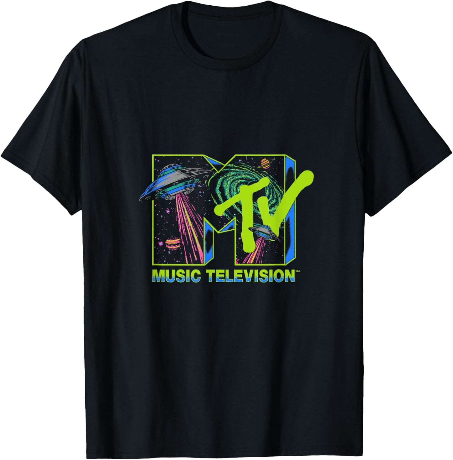 MTV Music Television Alien Invasion UFO T-Shirt - T-Shirt | Black