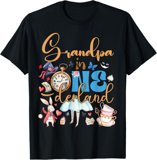 Alice Grandpa in ONEderland Birthday Family T-Shirt - T-Shirt | Black