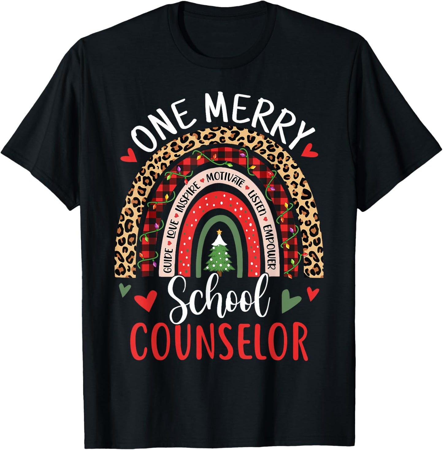 School Counselor Funny Rainbow Christmas Counselor T-Shirt - T-Shirt | Black