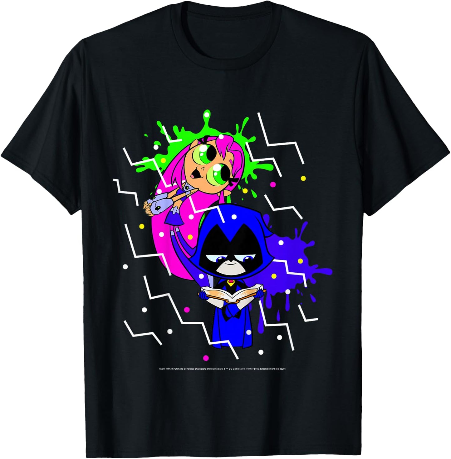 Kids DC Comics Teen Titans Go! Raven & Starfire Paint Splatter T-Shirt - T-Shirt | Black