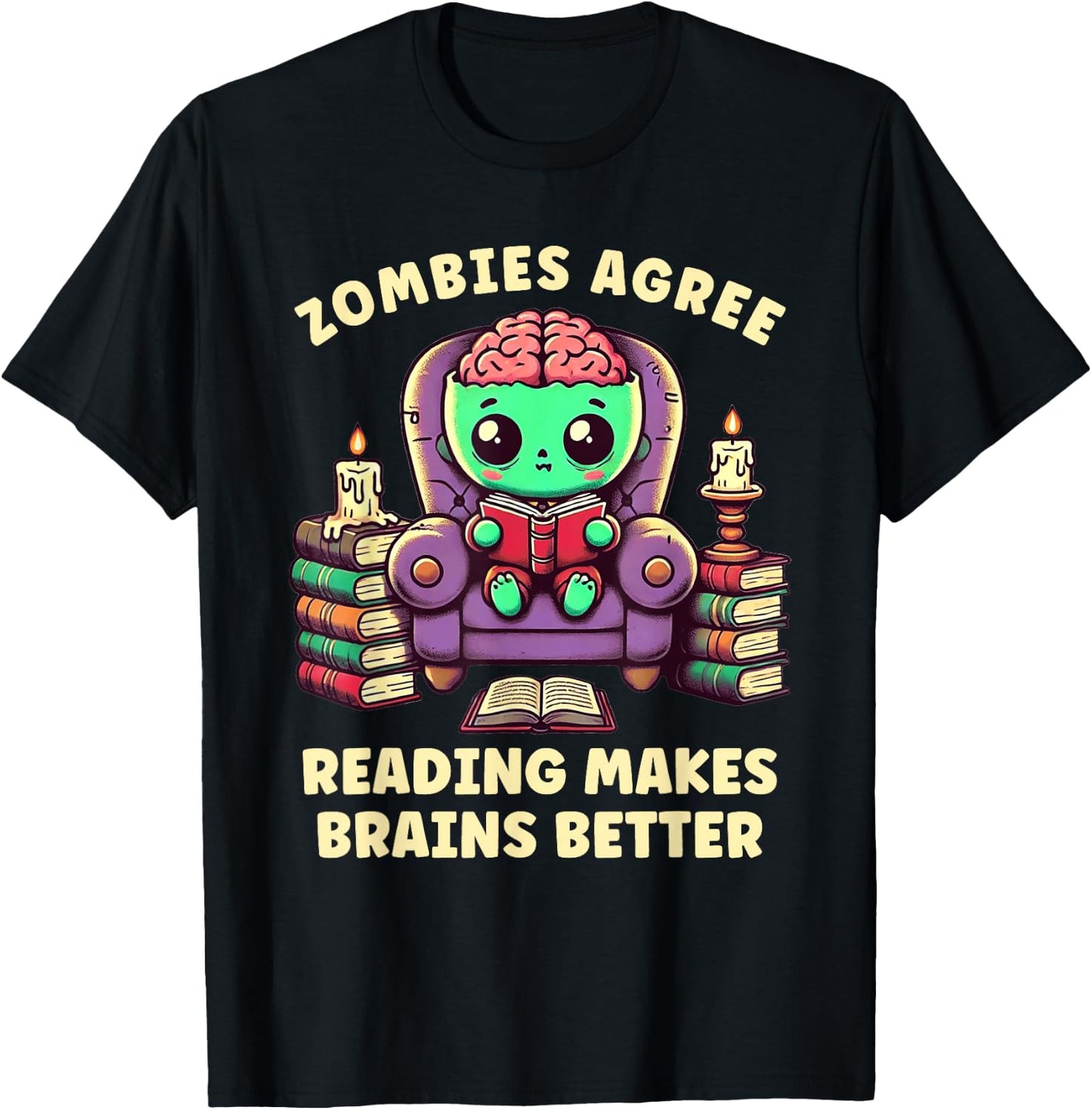 Halloween Teacher Zombie Reading is Good For Brains T-Shirt - T-Shirt | Black