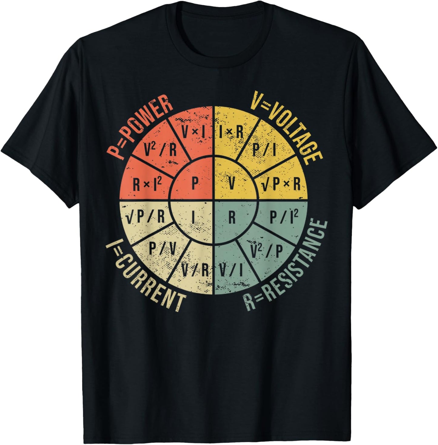 The Formula Wheel Of Electrical Engineering Retro Ohms Law T-Shirt - T-Shirt | Black