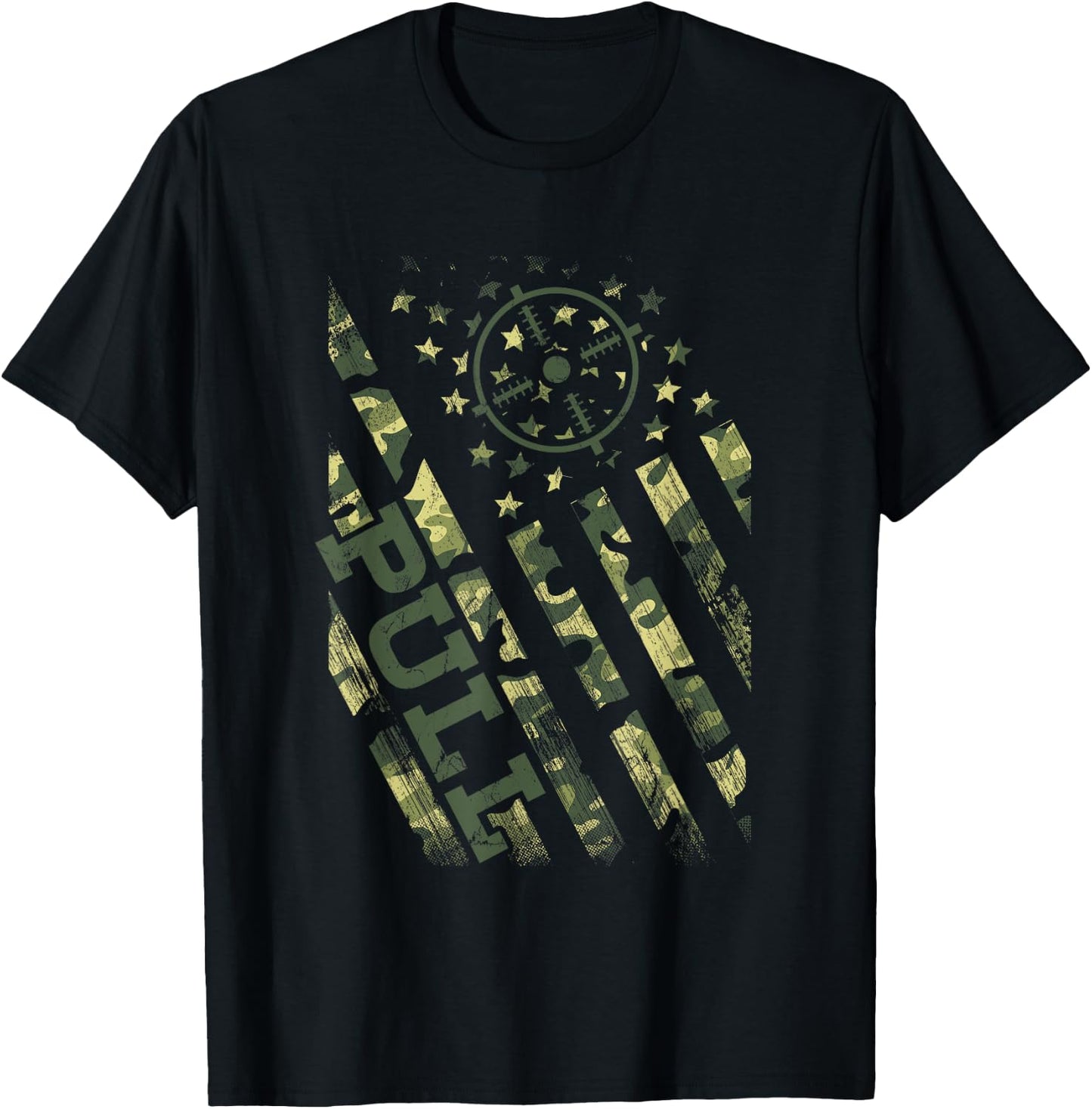 Pull Shotgun Skeet Trap Clay Pigeon Shooting Camo Usa Flag Men T-Shirt - T-Shirt | Black