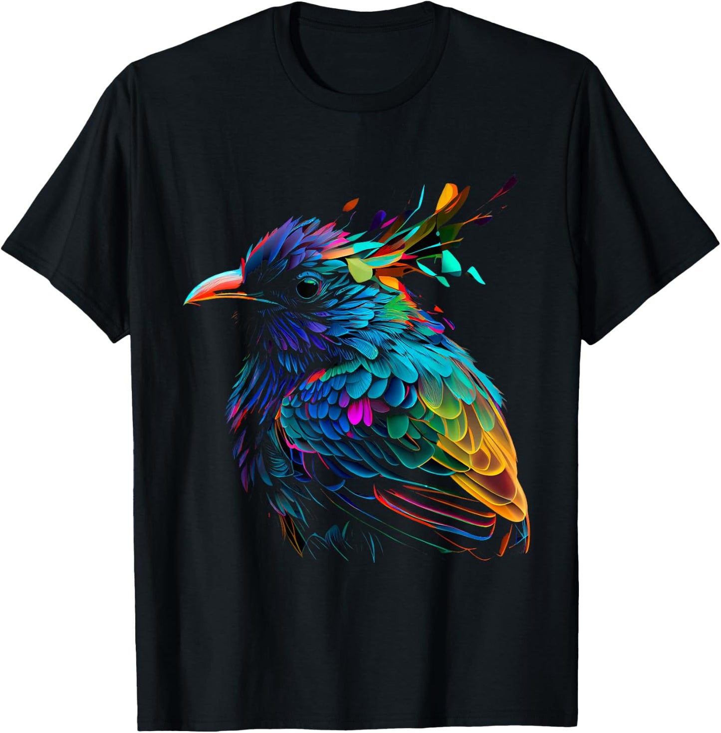 Colorful Abstract Bird Art Colorful Feathers T-Shirt - T-Shirt | Black