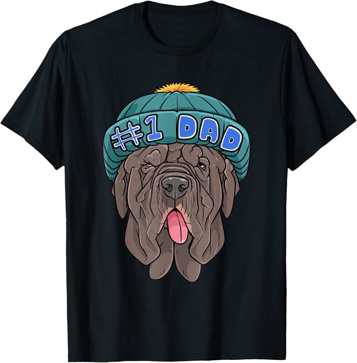 Neapolitan Mastiff #1 Dad Beanie Father's Day Dog T-Shirt - T-Shirt | Black