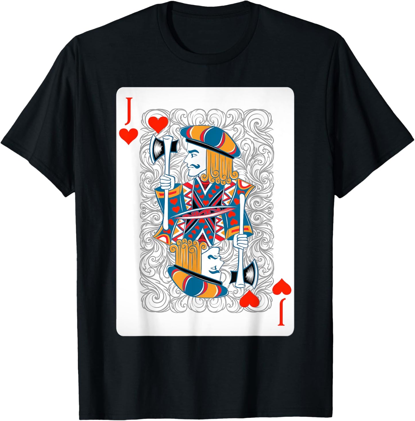 Jack Of Hearts Playing Cards Shirt Easy Halloween Costume T-Shirt - T-Shirt | Black