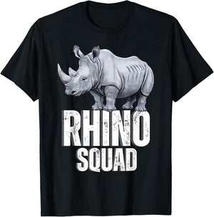 Rhino Squad Rhino Team Rhino Lover Rhinoceros Women Kids Men T-Shirt - T-Shirt | Black