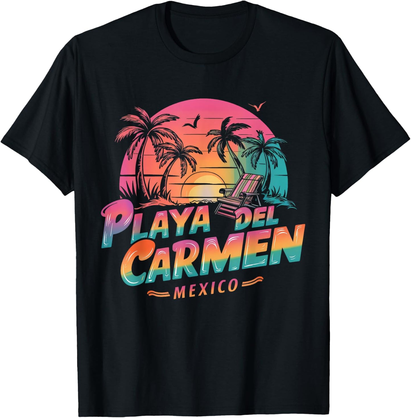 Playa Del Carmen Mexico Sunset beach Souvenir Vacation T-Shirt - T-Shirt | Black