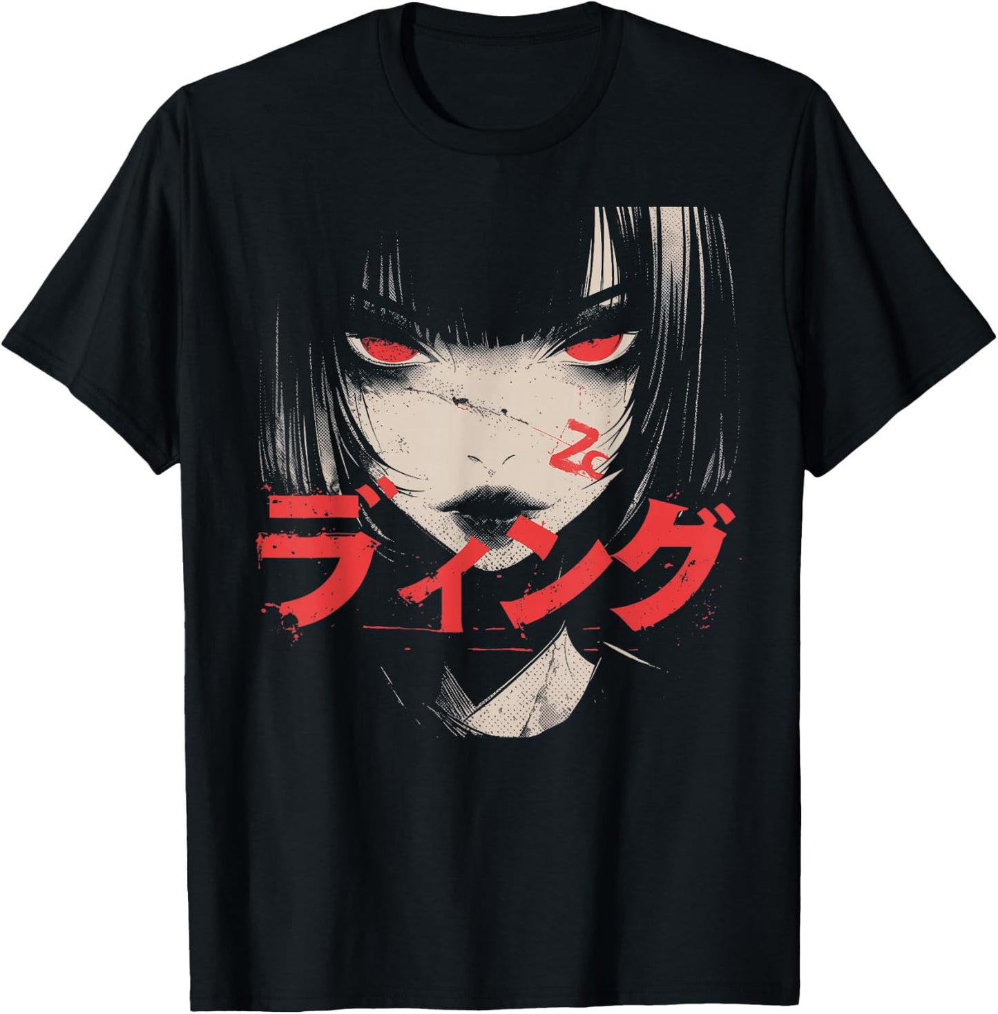 Goth Grunge Demon Anime Girl Waifu Horror Alt Aesthetic T-Shirt - T-Shirt | Black