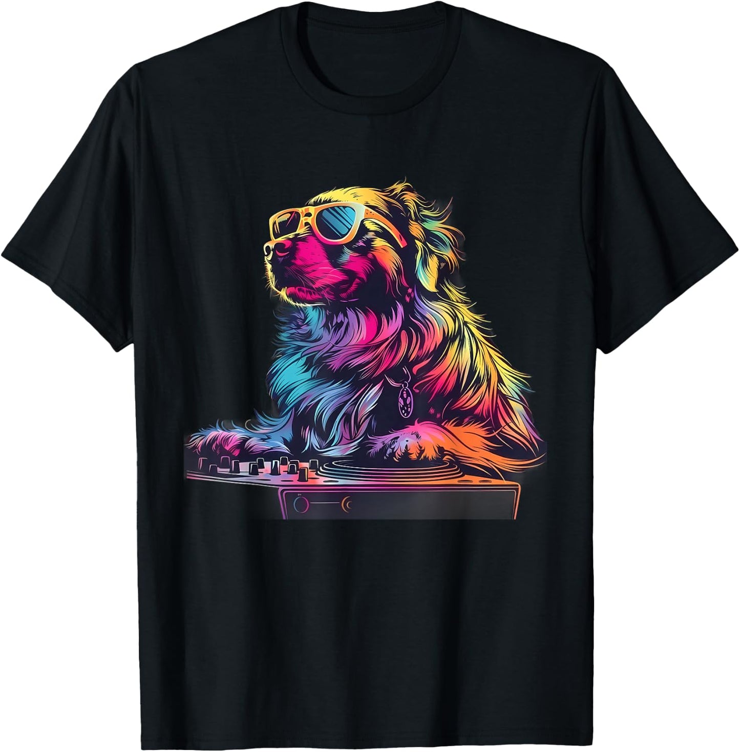 Dog Music DJ EDM Beatmaker Techno Turntable DJ Dog Artwork T-Shirt - T-Shirt | Black