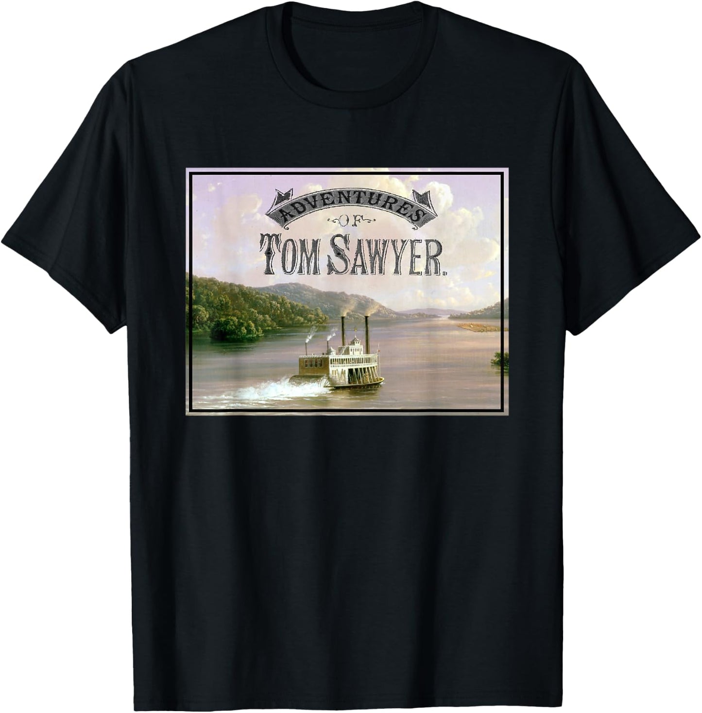 Tom Sawyer Adventures - Mississippi River Landscape T-Shirt - T-Shirt | Black