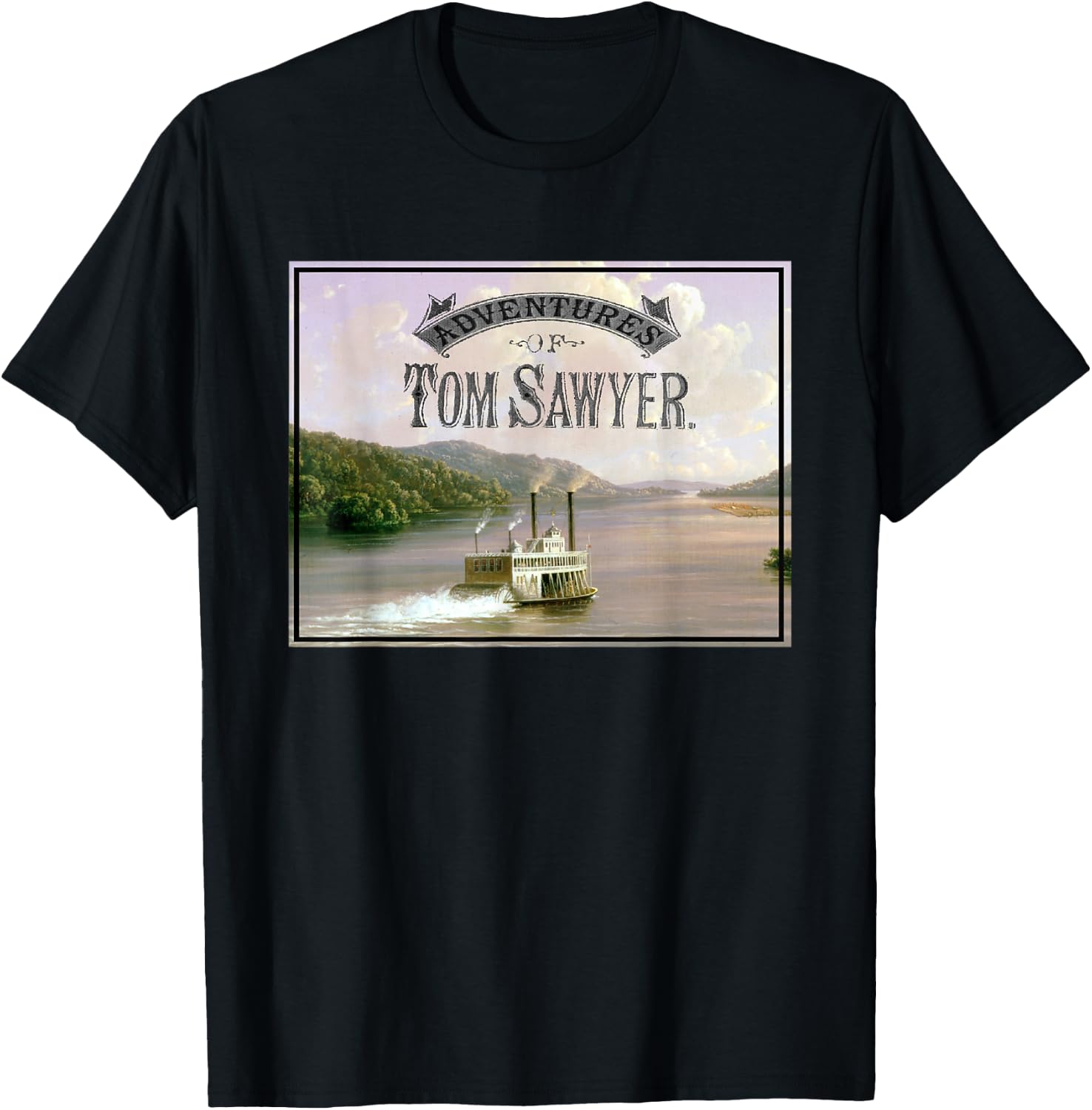 Tom Sawyer Adventures - Mississippi River Landscape T-Shirt - T-Shirt | Black