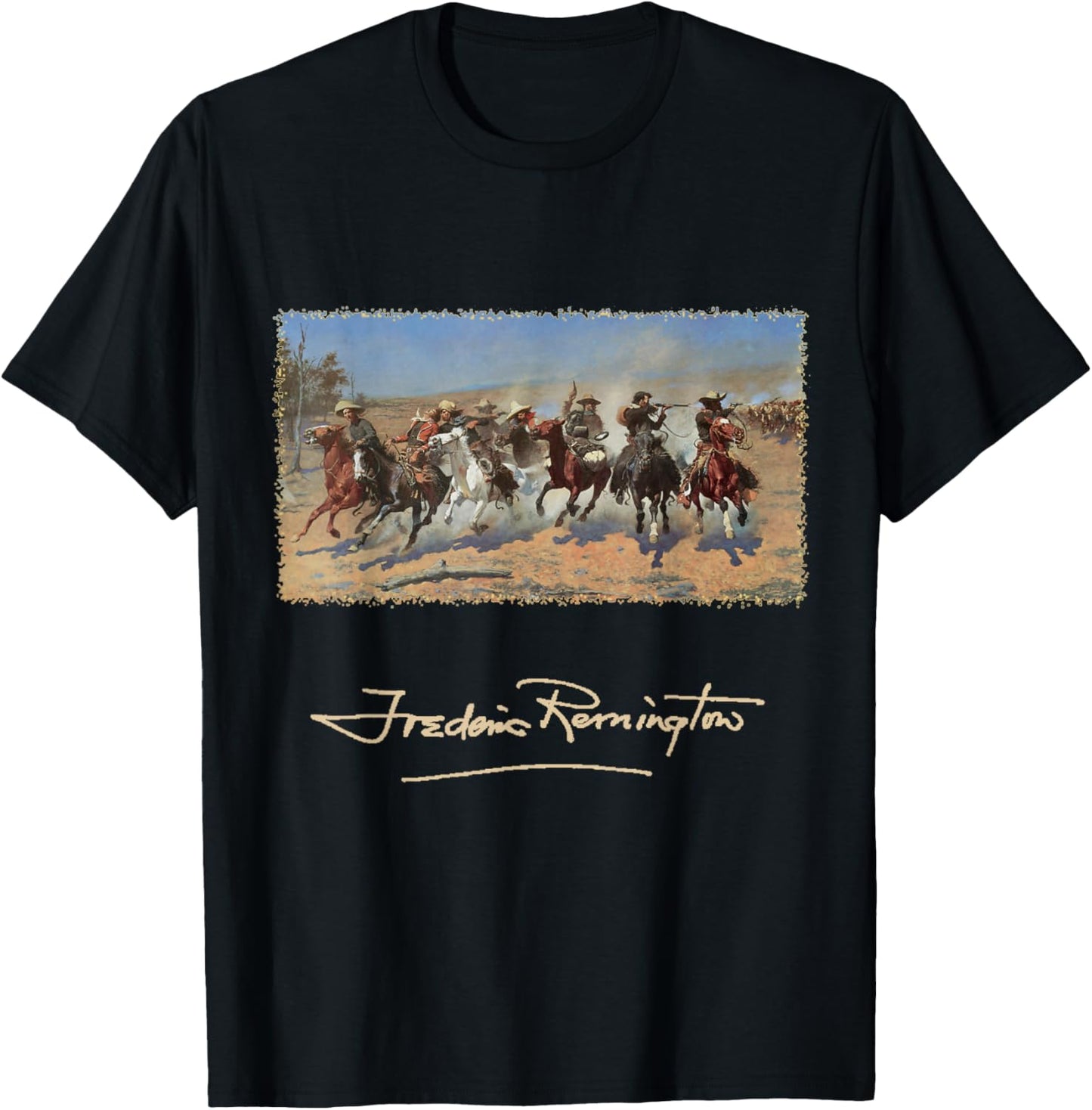 A Dash for Timber by Frederic Remington, Cowboys T-Shirt - T-Shirt | Black